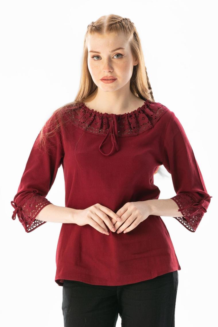 Zehra Şile Bezi Yazlık Bluz Bordo Brd