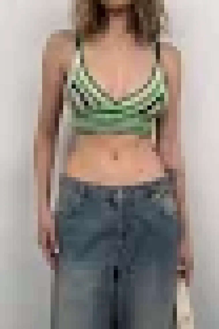 Black Fashion Desenli Örgü Crop