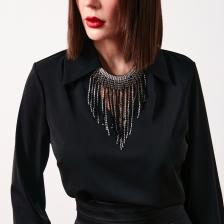 Sateen Kolyeli Salaş Bluz - Siyah