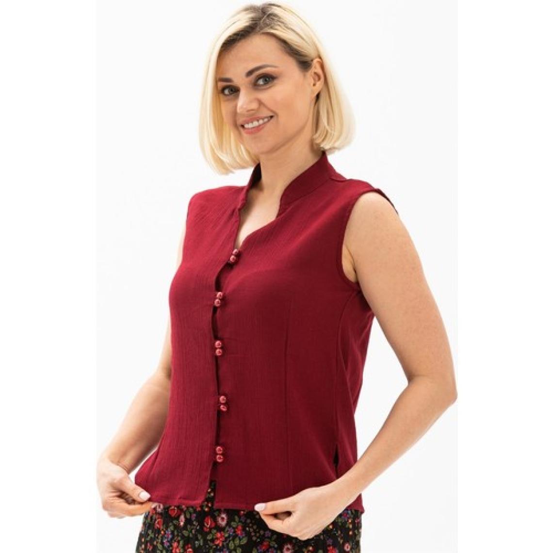 Kolsuz Şile Bezi Arzu Yazlık Bluz Bordo Brd