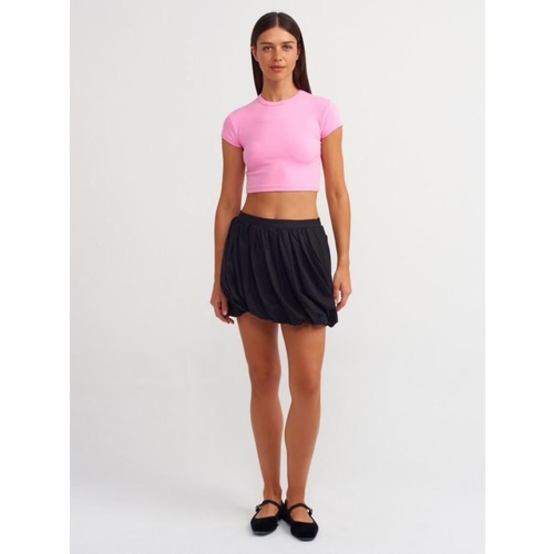 Dilvin 30936 Vücuda Oturan Crop Top-Pembe