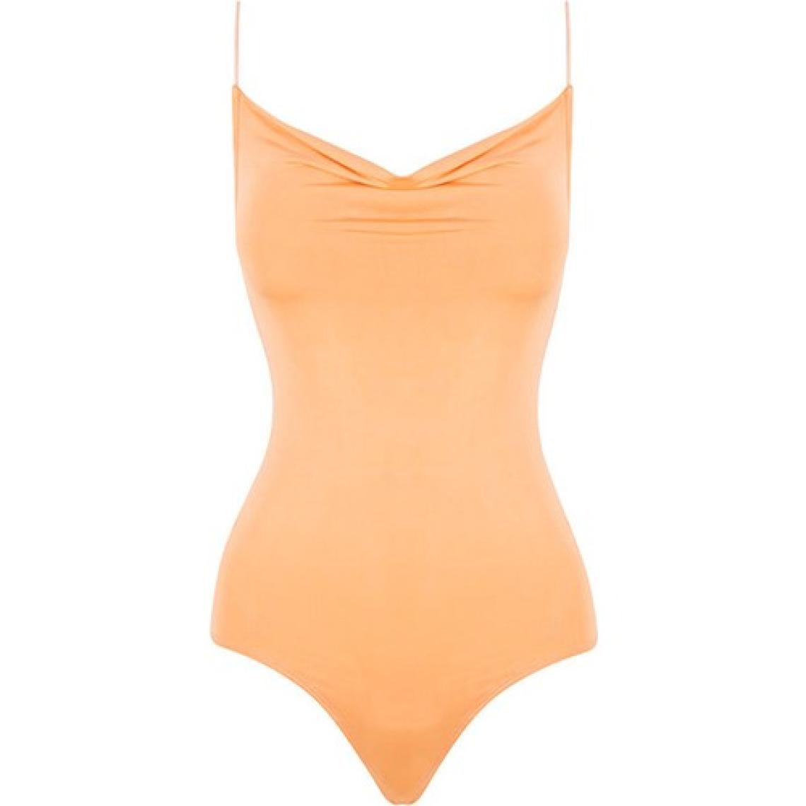 Rivus Ip Askılı Degaje Yaka Bodysuit - Turuncu