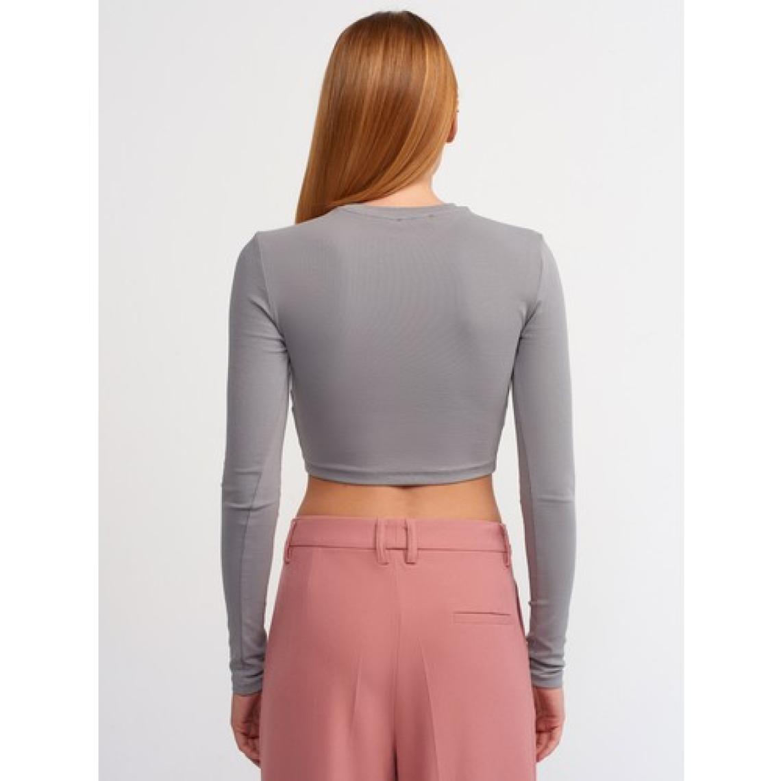 Dilvin 30349 Bisiklet Yaka Uzun Kollu Top-Gri