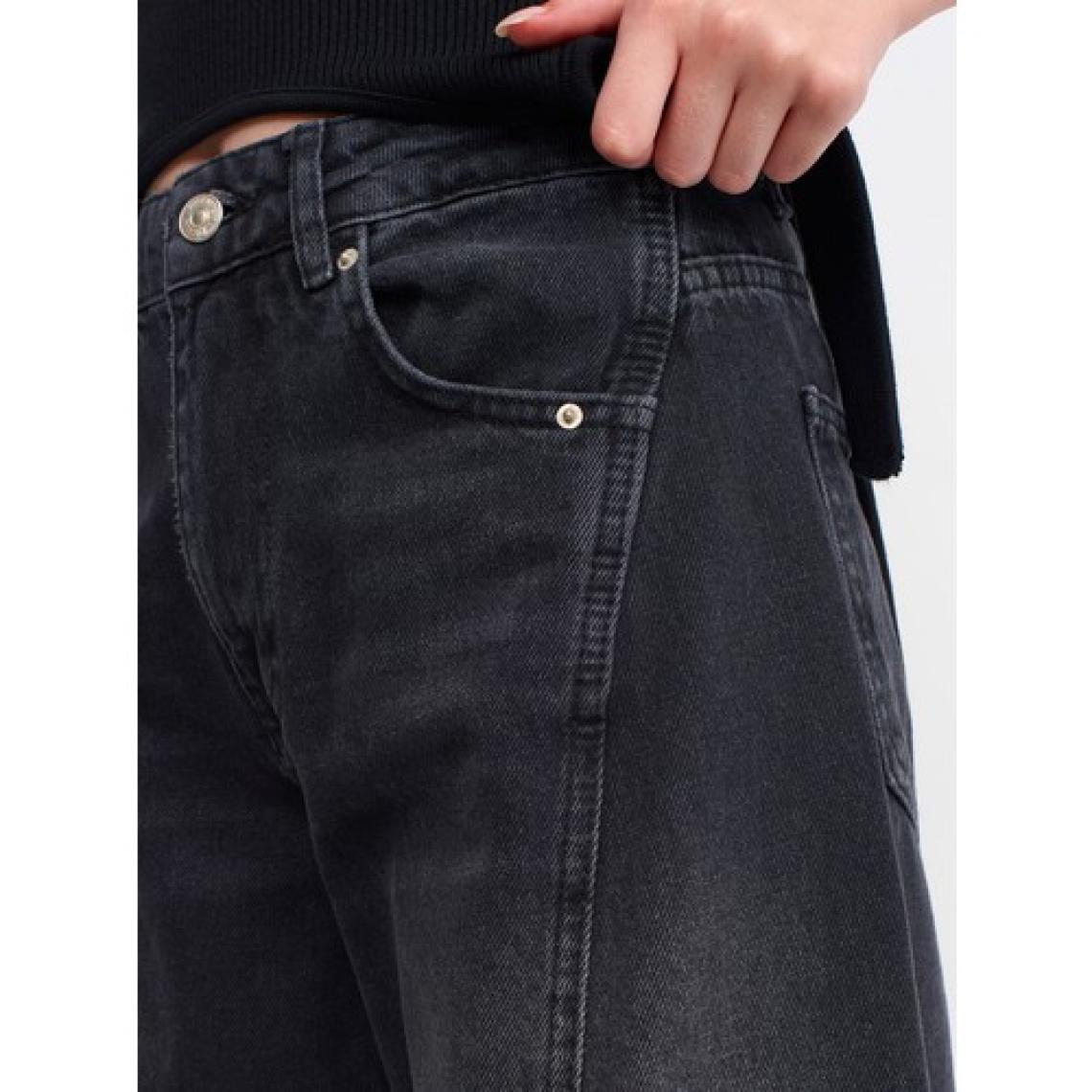 Dilvin 71378 Önü Parçalı Denim Kargo Pantolon-Siyah