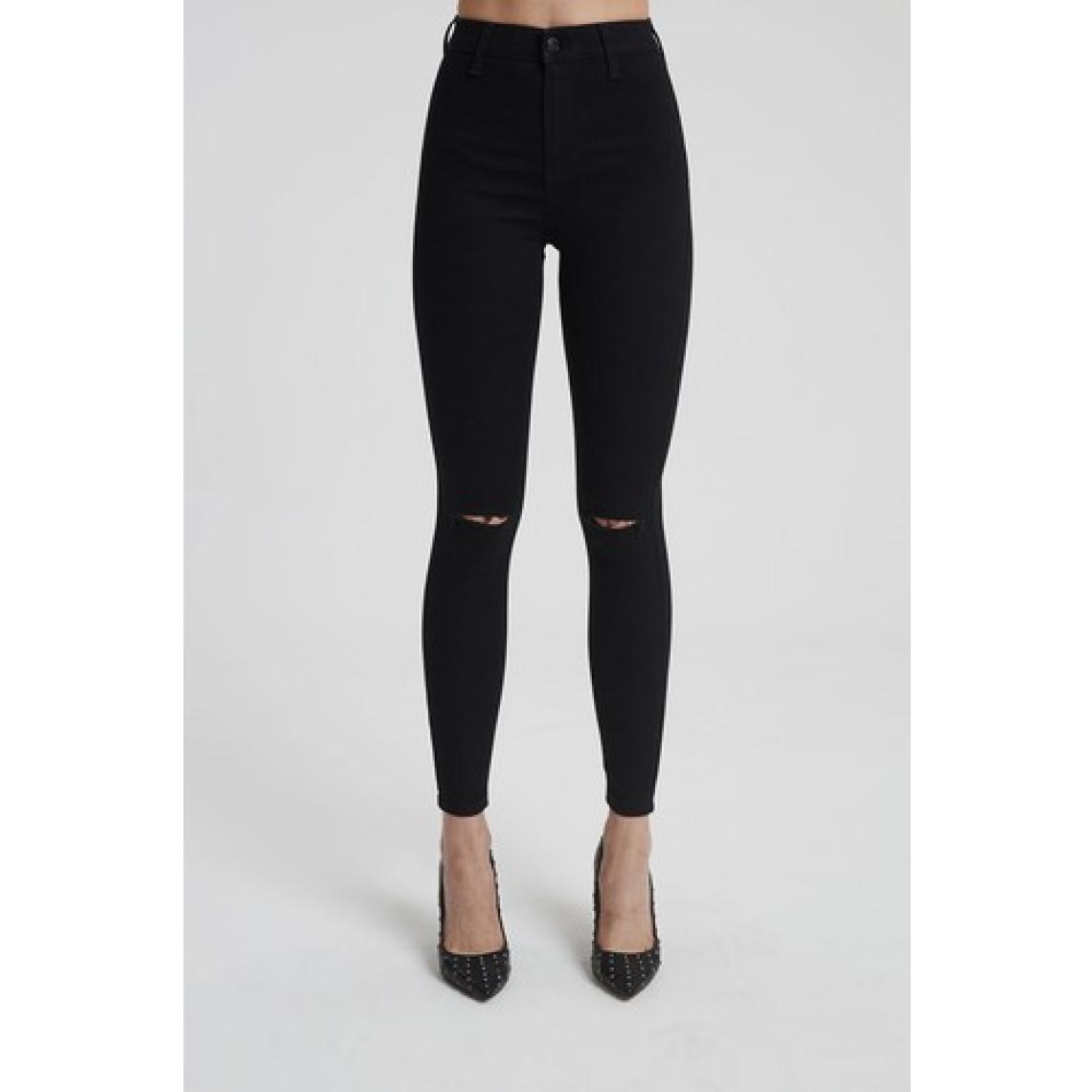 Cross Jeans JANIE  Siyah Yüksek Bel Önü Cepsiz Dizi Kesikli Jegging Jean Pantolon C 4520-007