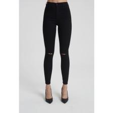 Cross Jeans JANIE  Siyah Yüksek Bel Önü Cepsiz Dizi Kesikli Jegging Jean Pantolon C 4520-007