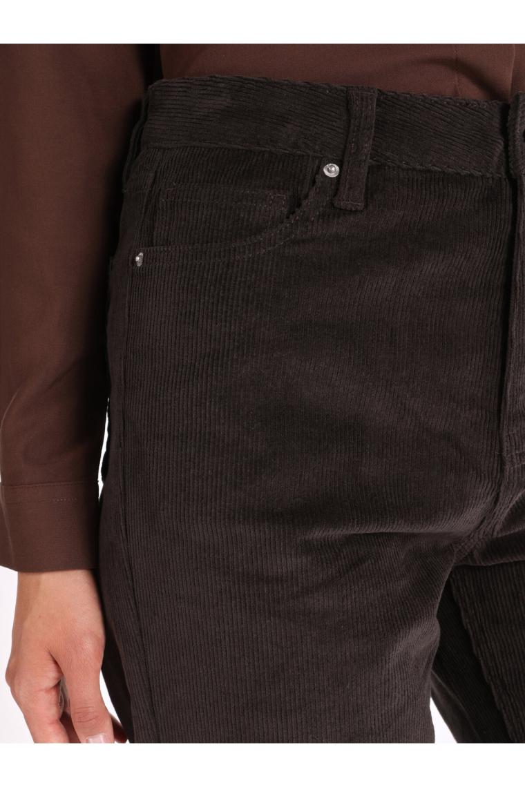 Regular Fit Yüksel Bel Geniş Paça Kadın Antrasit  Pantolon