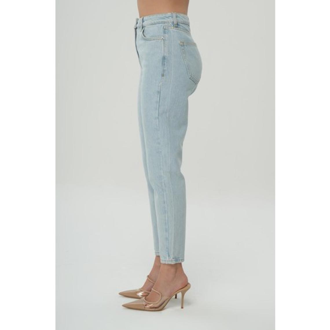 Cross Jeans Ariana Buz Mavi Yüksek Bel Patı Fermuarlı Mom Jean C 4525-126
