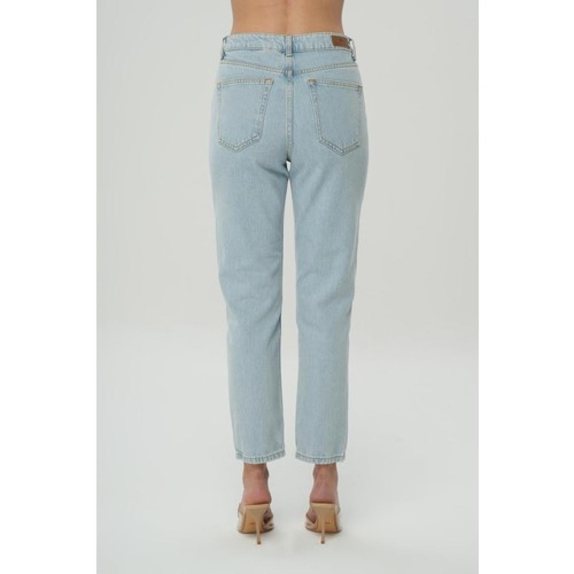 Cross Jeans Ariana Buz Mavi Yüksek Bel Patı Fermuarlı Mom Jean C 4525-126