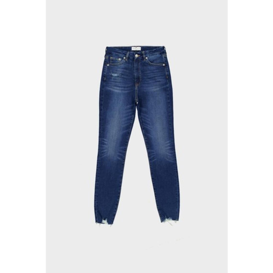 Cross Jeans Judy Koyu Mavi Yüksek Bel Skinny Fit  Paçası Yıpratmalı Jean Pantolon C 4521-174