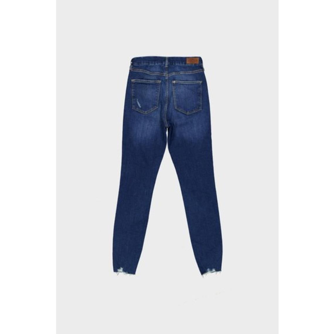 Cross Jeans Judy Koyu Mavi Yüksek Bel Skinny Fit  Paçası Yıpratmalı Jean Pantolon C 4521-174