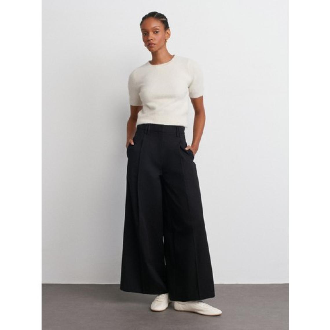 Dilvin 71530 Pileli Geniş Paça Pantolon-Camel