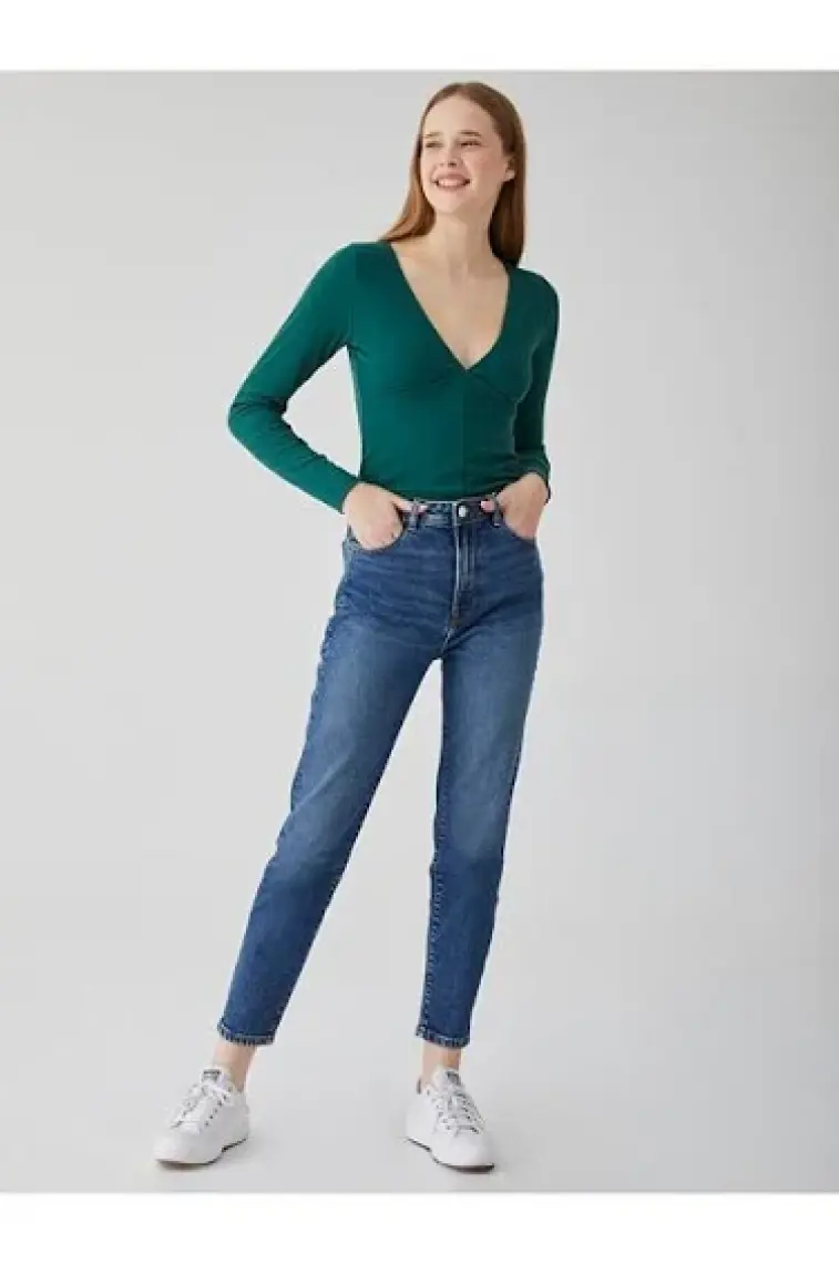 LTB Kadın Dores Yüksek Bel Dar Paça Slım Mom Jean Pantolon