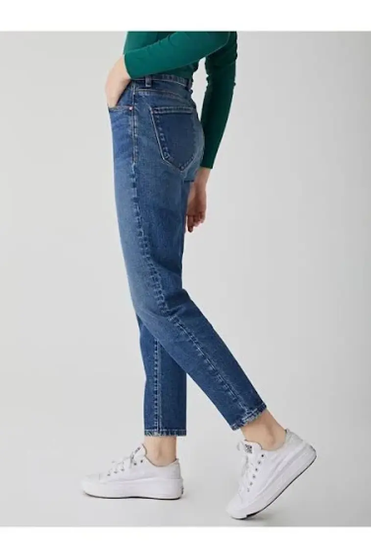 LTB Kadın Dores Yüksek Bel Dar Paça Slım Mom Jean Pantolon