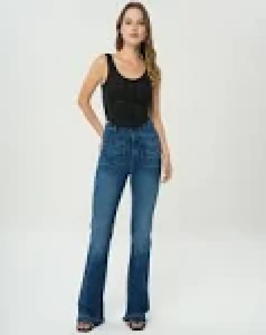 Cross Jeans Ariana Koyu Mavi Yüksek Bel Paçası Kesikli Flare Jean Pantolon C 4528-030