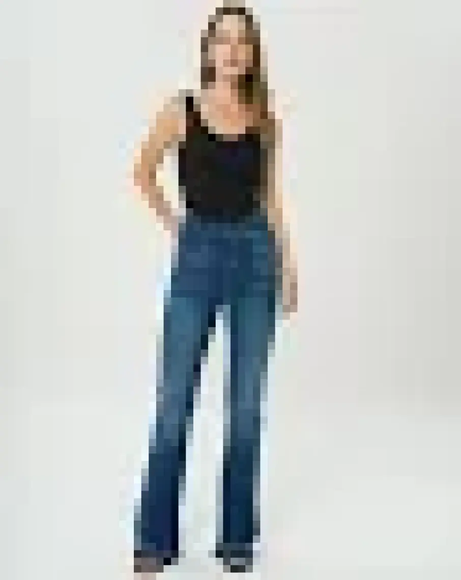 Cross Jeans Ariana Koyu Mavi Yüksek Bel Paçası Kesikli Flare Jean Pantolon C 4528-030