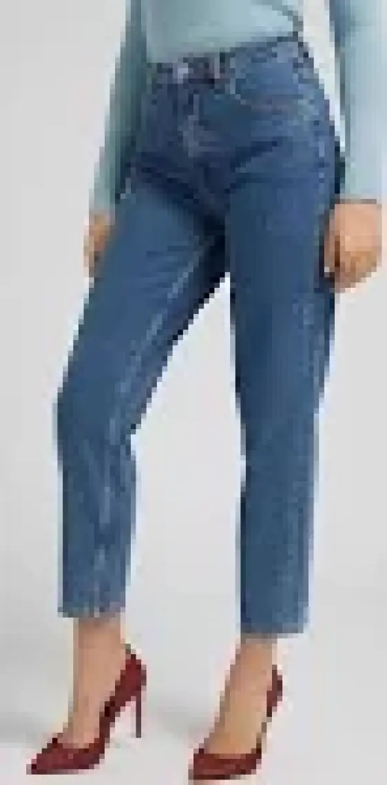 Guess Normal Bel Ankle Paça Mom Fit Mavi Kadın Denim Pantolon W2YA21D4NH5AUMD