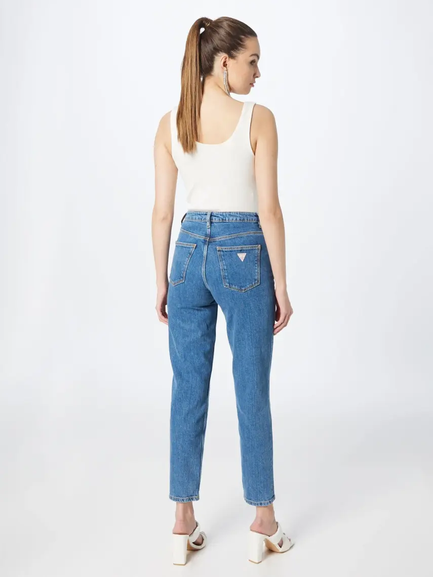Guess Normal Bel Ankle Paça Mom Fit Mavi Kadın Denim Pantolon W2YA21D4NH5AUMD