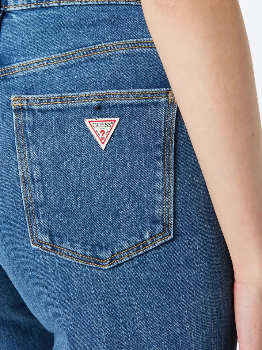 Guess Normal Bel Ankle Paça Mom Fit Mavi Kadın Denim Pantolon W2YA21D4NH5AUMD