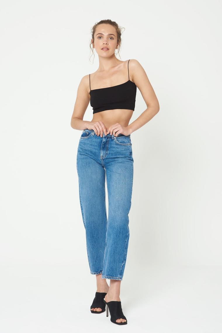 Cross Jeans Orta Mavi Barrel Fit Yüksek Bel Fermuarlı Jean Pantolon C 4696-005