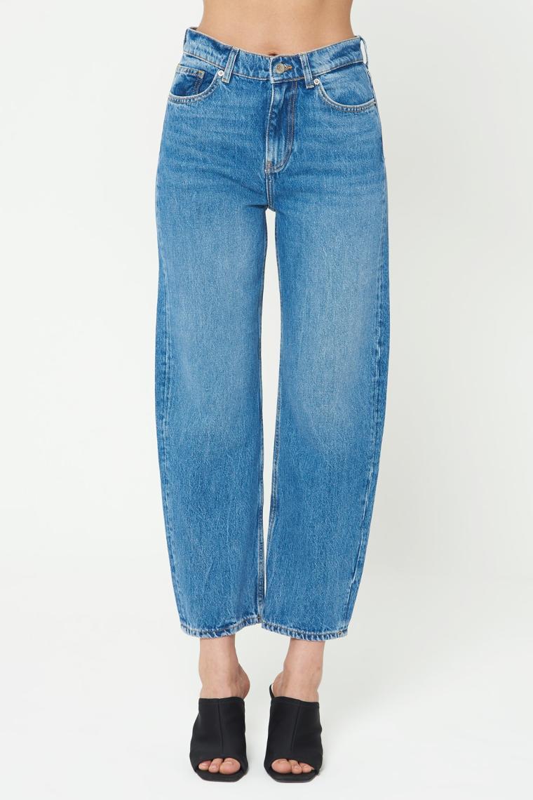 Cross Jeans Orta Mavi Barrel Fit Yüksek Bel Fermuarlı Jean Pantolon C 4696-005