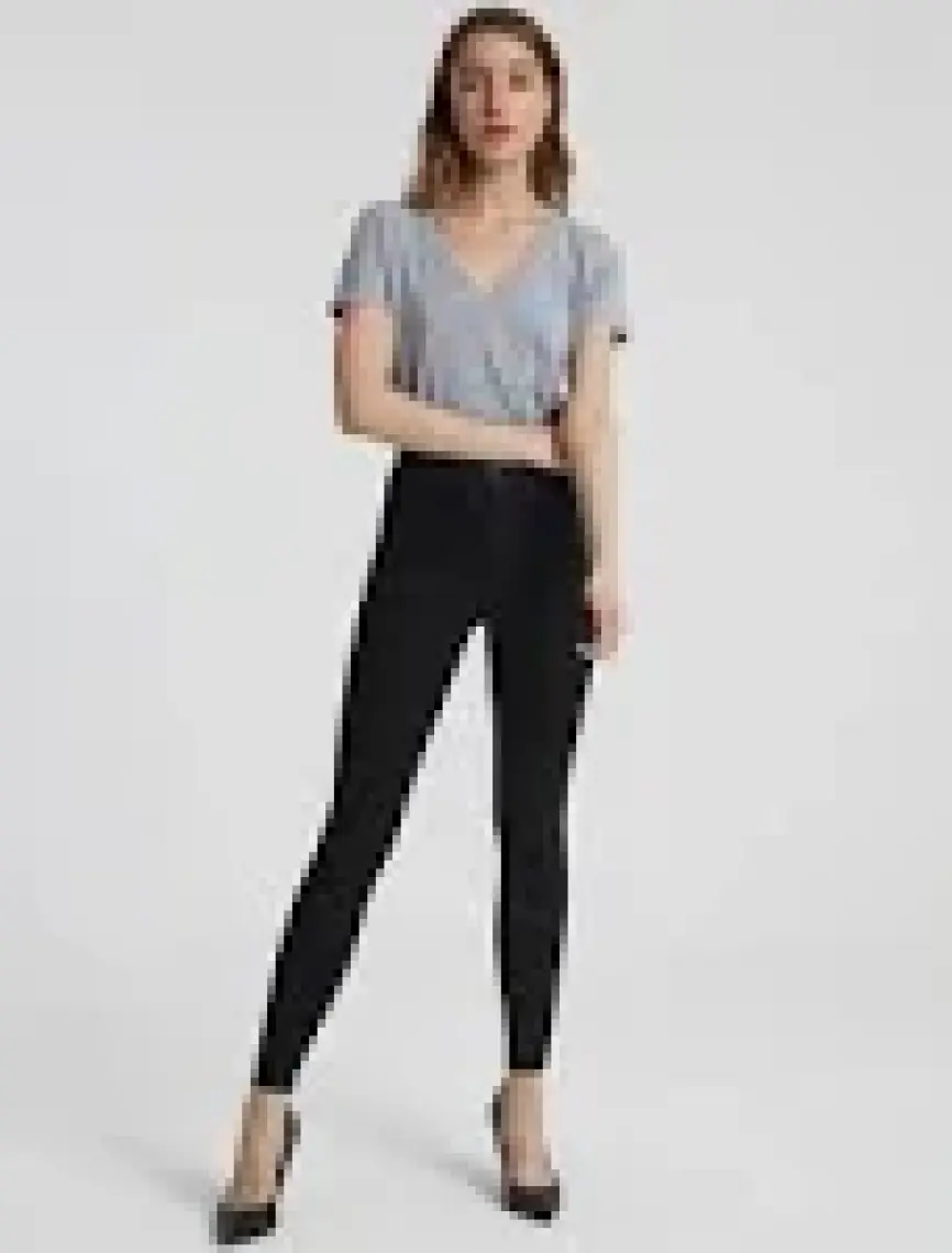 Cross Jeans Janıe Siyah Yüksek Bel Önü Cepsiz Jegging Jean Pantolon C 4520-042