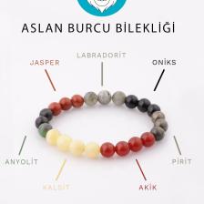 Kruvazör Aslan Burcu Taşlarından Oluşan Doğal Taş Bileklik 8 mm Küre Kesim - Burç Bilekliği