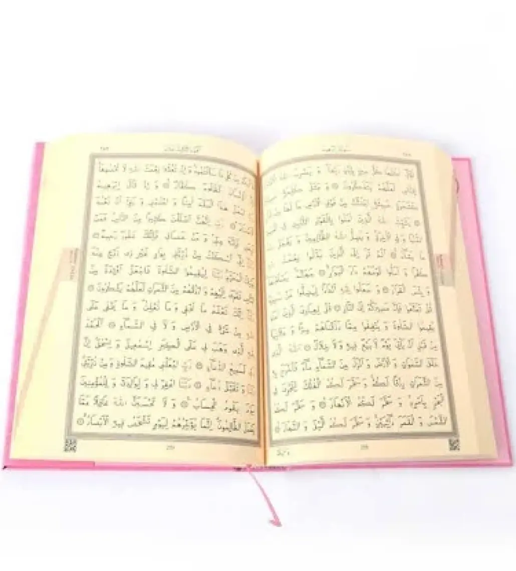 Cami Boy Kur'an-I Kerim (2 Renkli, Pembe, Mühürlü)