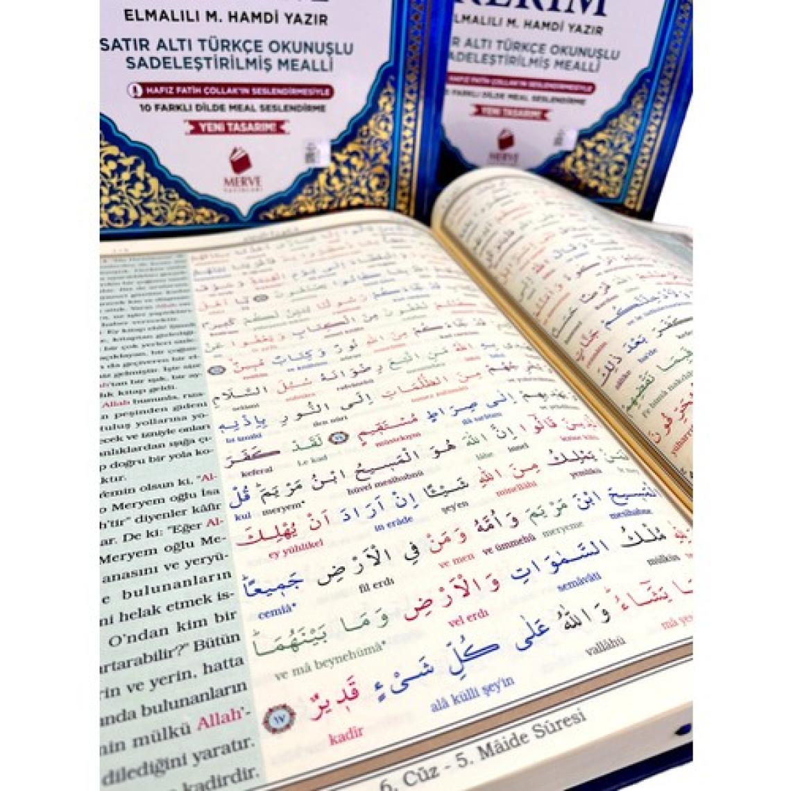 Renkli Satır Altı Türkçe Okunuşlu ve Türkçe Mealli Orta Boy Kuran-ı Kerim