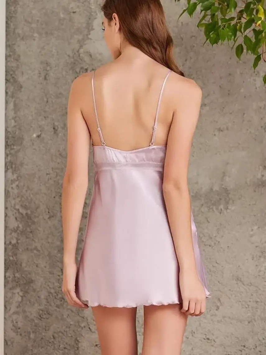 Pierre Cardin  Saten Dantelli Gecelik & Sabahlık Takım  - 4285