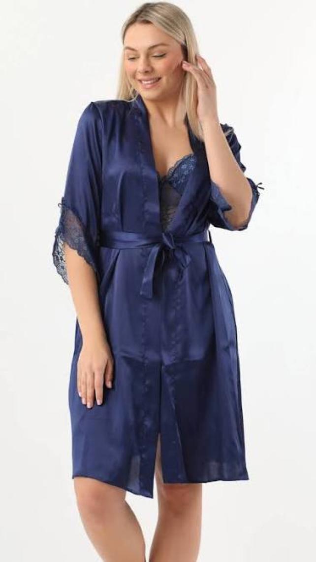Pierre Cardin  Saten Dantelli Gecelik & Sabahlık Takım -  4050