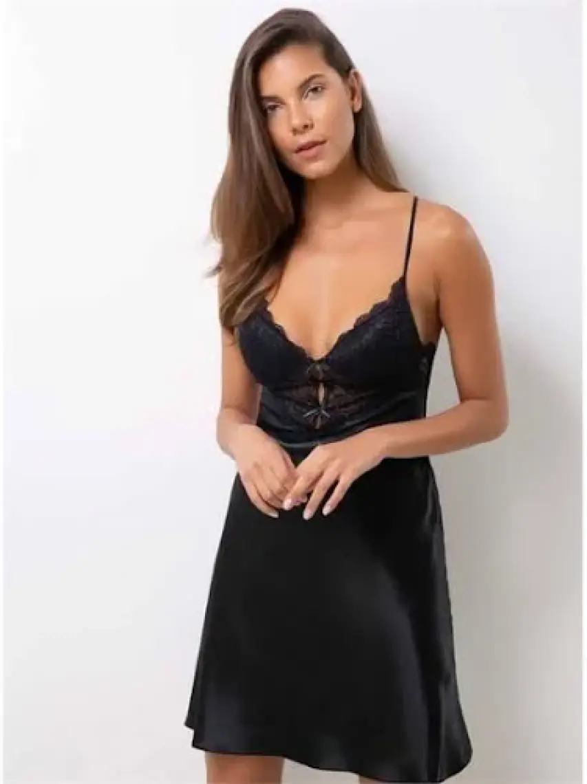 Pierre Cardin  Saten Dantelli Gecelik & Sabahlık Takım  - 4285