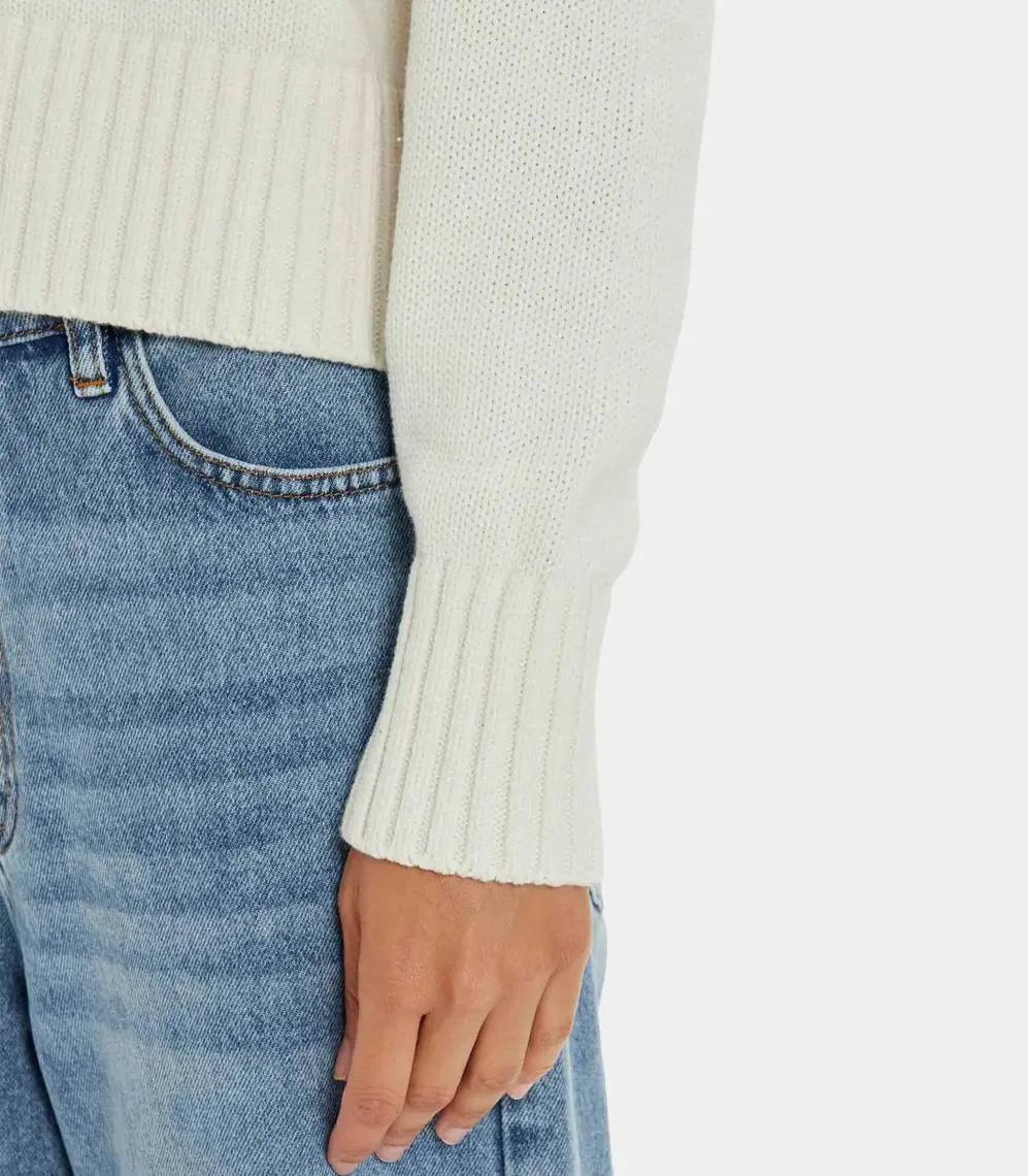 Calvin Klein Jeans Balıkçı Yaka Standart Nakışlı Siyah Kazak Kadın Chenılle Monologo Sweater