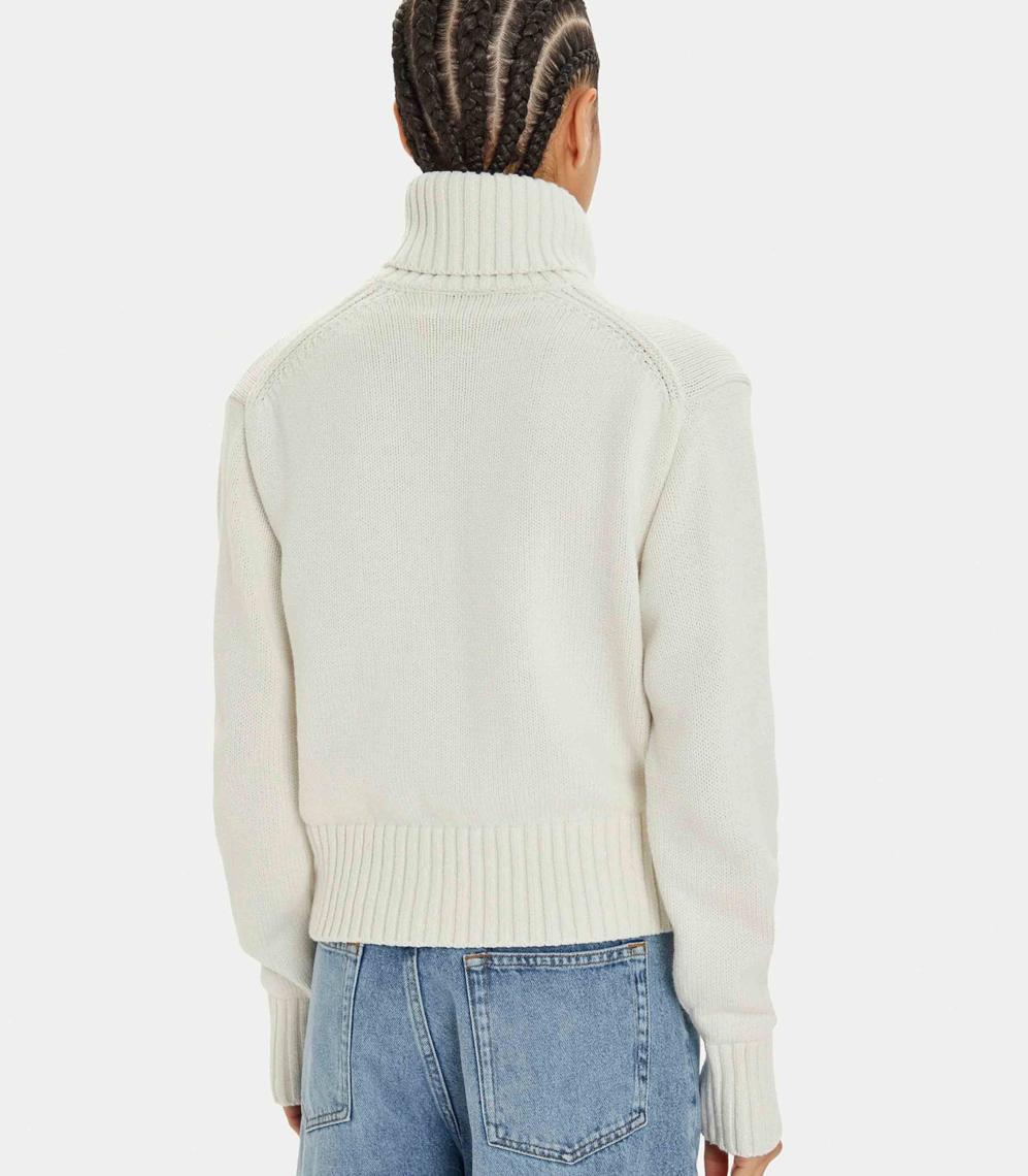 Calvin Klein Jeans Balıkçı Yaka Standart Nakışlı Siyah Kazak Kadın Chenılle Monologo Sweater