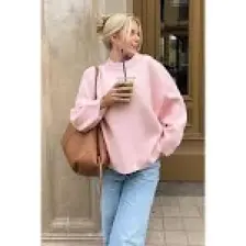 Madmext Pembe Bisiklet Yaka Oversize Triko Kazak MG1972