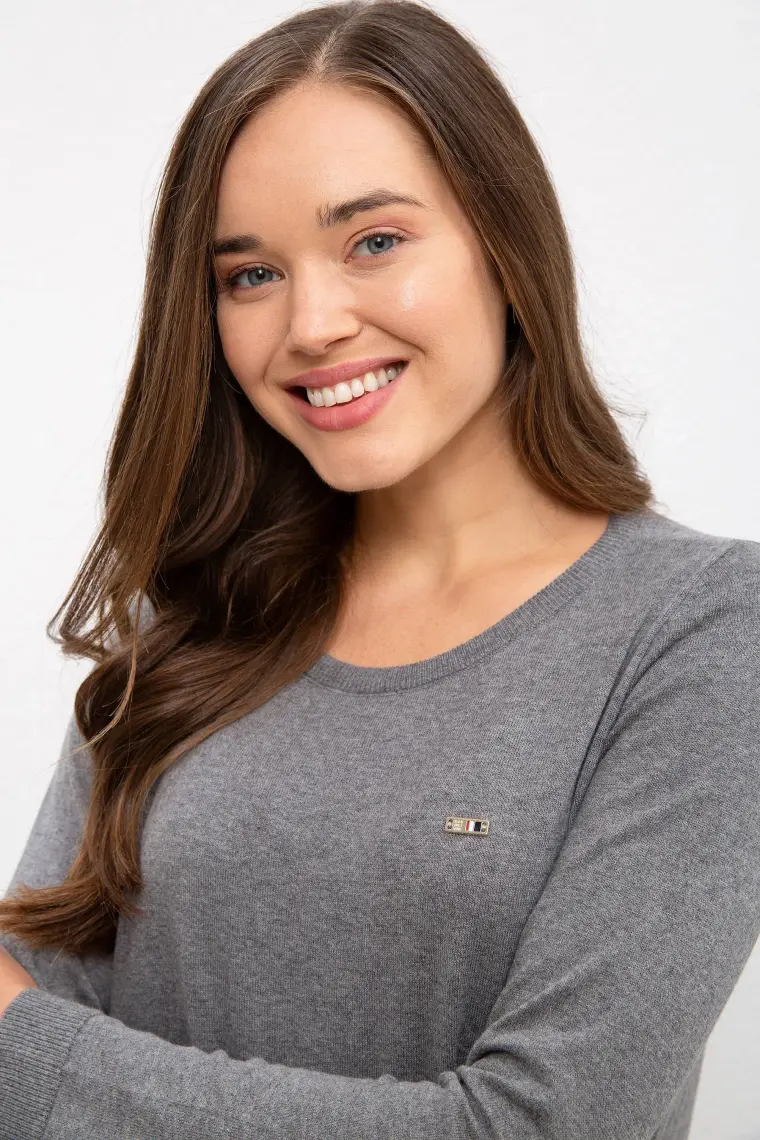 U.S. Polo Assn. Kadın Gri Basic Triko Kazak 50224704-VR109