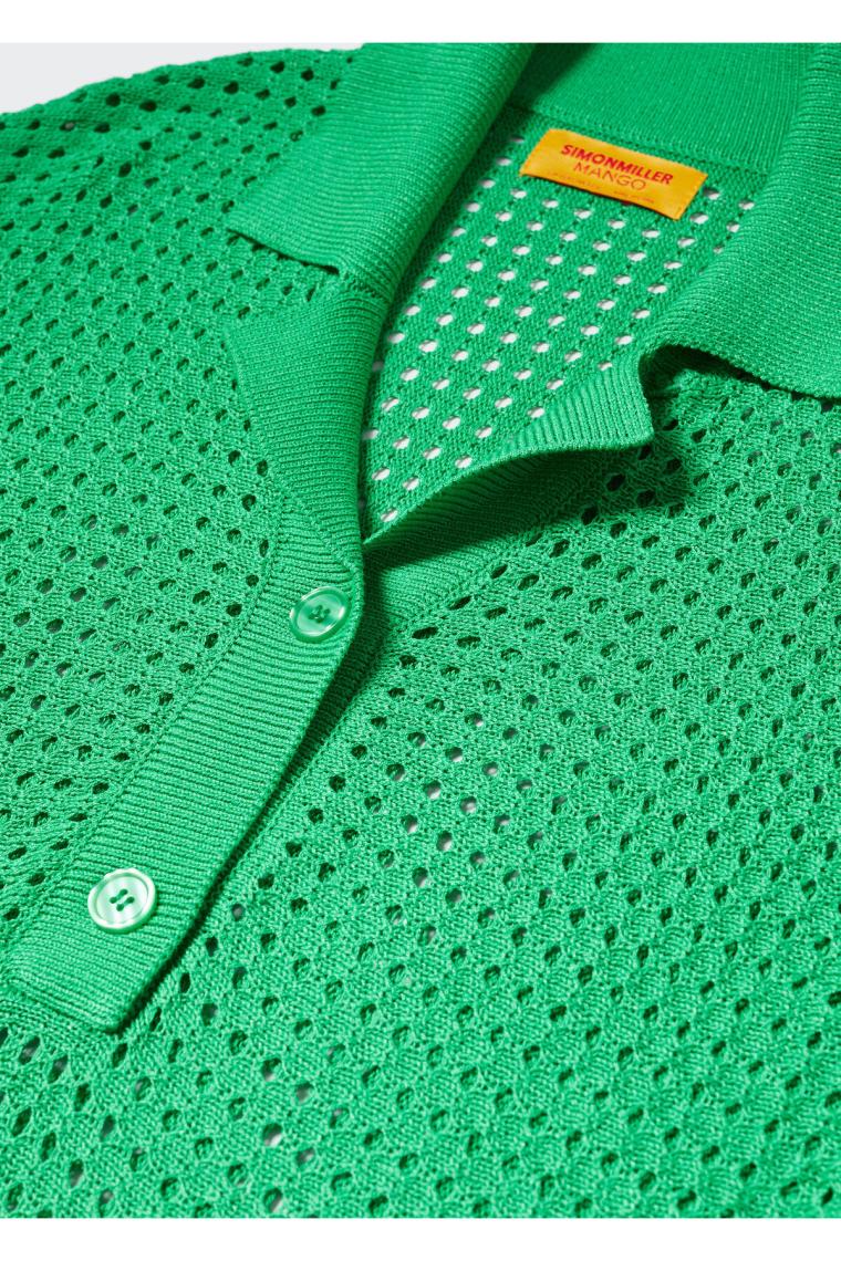 Mango Oversize Ajurlu Örme Polo Yaka T-Shirt