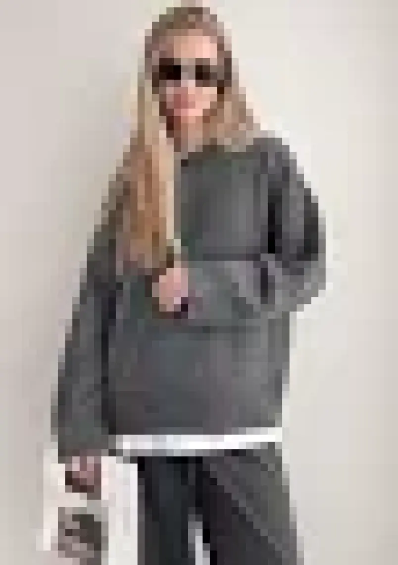 Madmext Antrasit Bisiklet Yaka Oversize Triko Kazak MG1972
