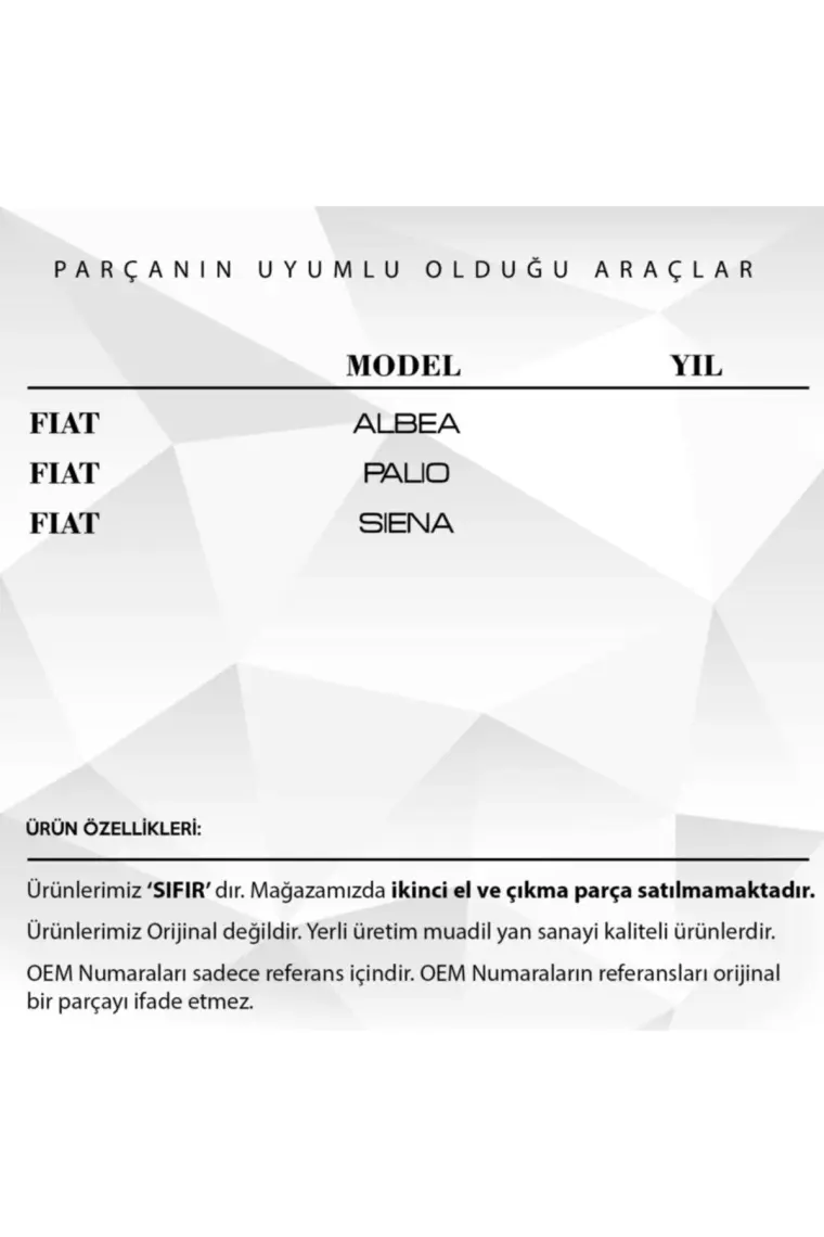 Alpha Auto Part Fiat Palio, Siena, Albea Için Güneşlik Ayağı -Koyu Renk- 2'li