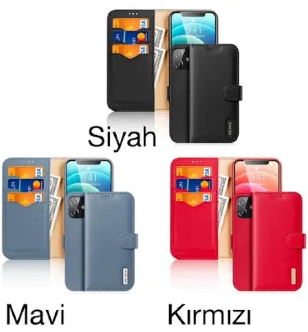 ally mobile Dux Ducis iPhone 12 - 12 Pro Kılıf Mıknatıslı Cüzdanlı Deri Kılıf Hivo Series