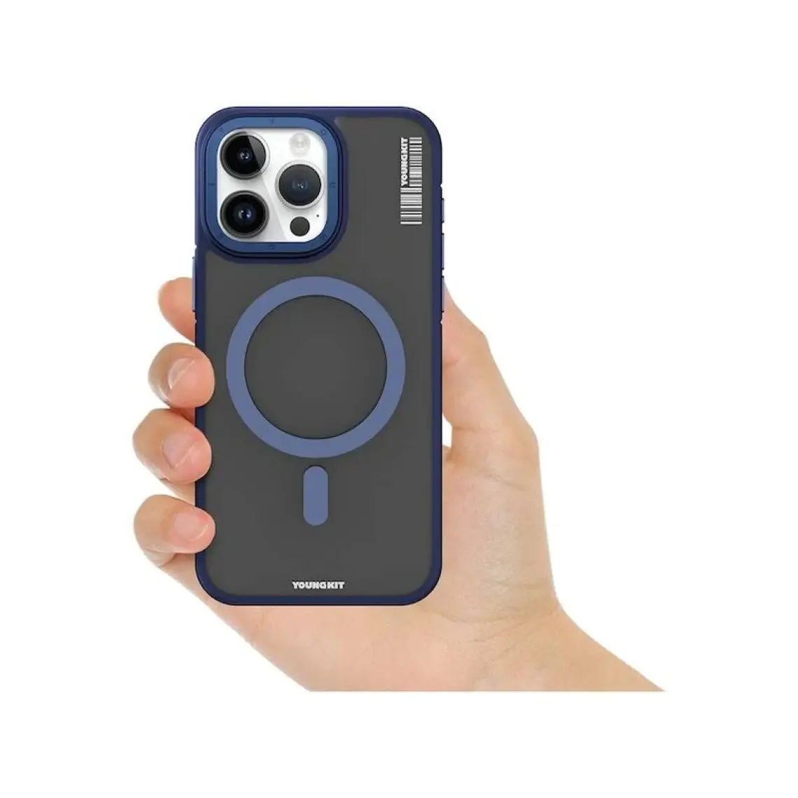 YoungKit iPhone 15 Pro Max Uyumlu Kılıf Magsafe Şarj Özellikli Youngkit Rock Sand Serisi Kapak Mavi