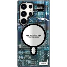 YoungKit Galaxy S24 Ultra Uyumlu Kılıf Magsafe Şarj Özellikli Youngkit Technology Serisi Kapak Mavi