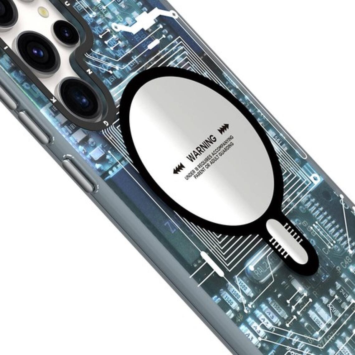 YoungKit Galaxy S24 Ultra Uyumlu Kılıf Magsafe Şarj Özellikli Youngkit Technology Serisi Kapak Mavi