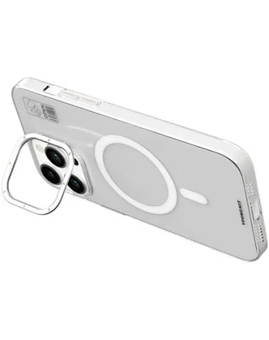 YoungKit iPhone 15 Pro Uyumlu Kılıf Magsafe Şarj Özellikli Standlı Youngkit Hermit Bracket Serisi Kapak Beyaz