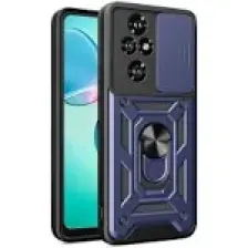ZORE Honor 200 Pro Uyumlu Kılıf Magnetik Standlı Kamera Korumalı Zore Sürgülü Vega Kapak-Mavi