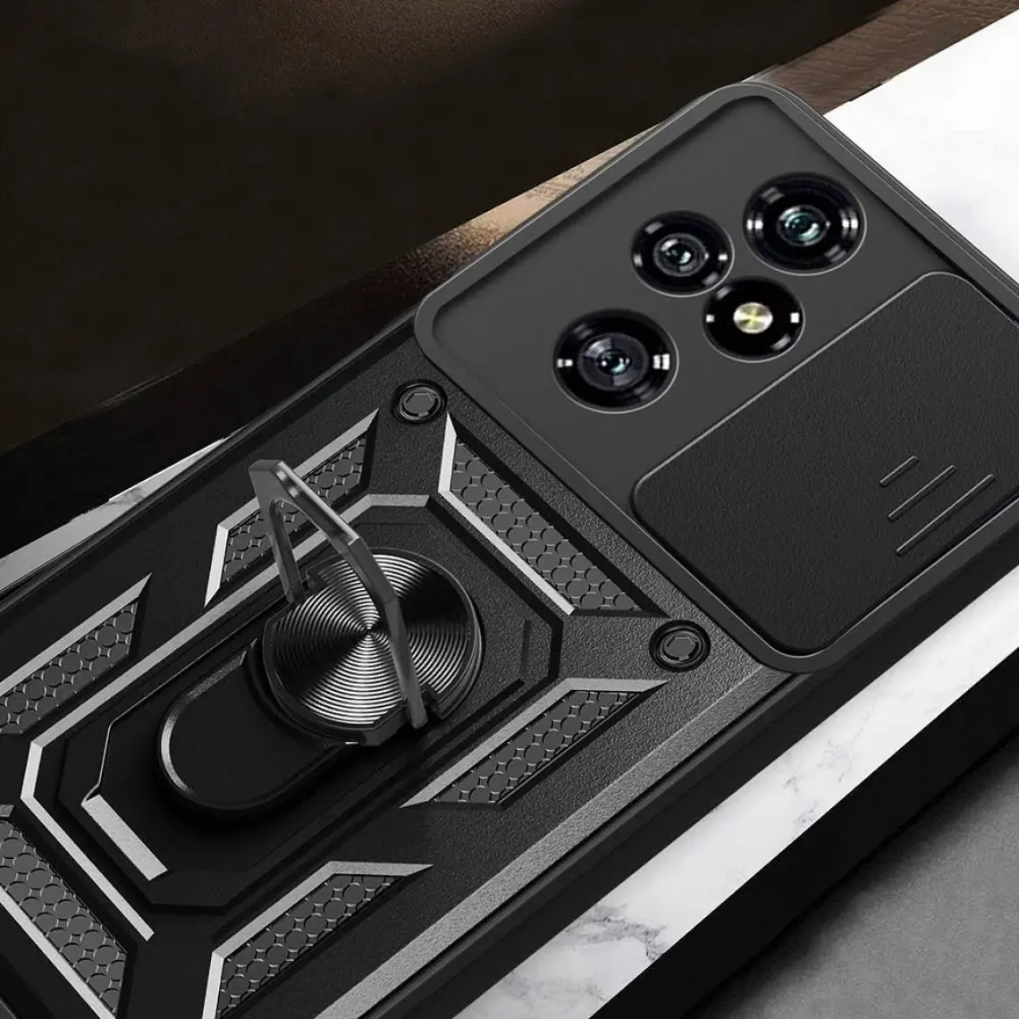 ZORE Honor 200 Pro Uyumlu Kılıf Magnetik Standlı Kamera Korumalı Zore Sürgülü Vega Kapak-Mavi