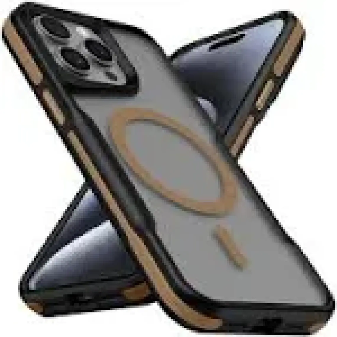 ZORE Apple iPhone 15 Pro Uyumlu Magsafe Şarj Özellikli Renkli Kenar Airbag Şeritli Lamer Kapak-Titanyum-Go
