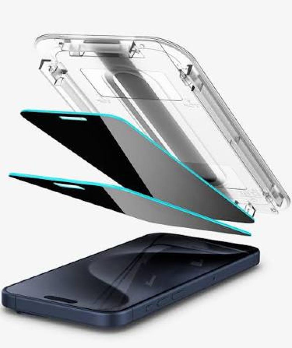 Spigen iPhone 16 Plus / 15 Plus Hayalet Cam Ekran Koruyucu Kolay Kurulum GLAS.tR EZ Fit Privacy HD (2 Adet) - AGL06885