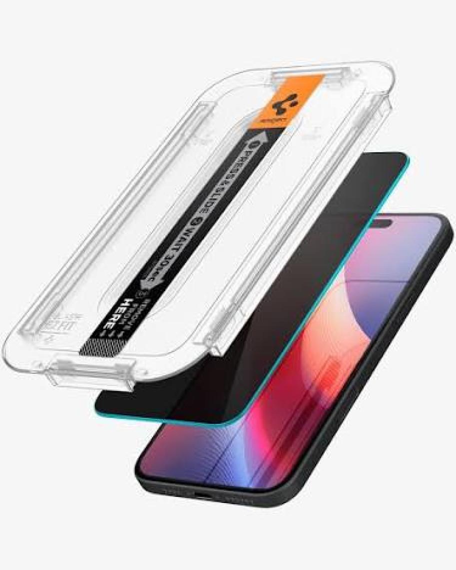 Spigen iPhone 16 Plus / 15 Plus Hayalet Cam Ekran Koruyucu Kolay Kurulum GLAS.tR EZ Fit Privacy HD (2 Adet) - AGL06885