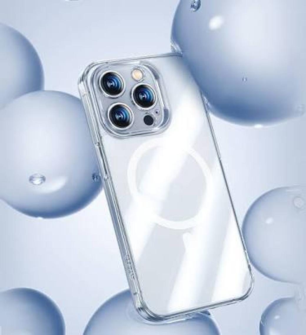 Benks Apple iPhone 14 Pro Max Uyumlu Magsafe Şarj Özellikli Shiny Glass Serisi Kılıf Şeffaf